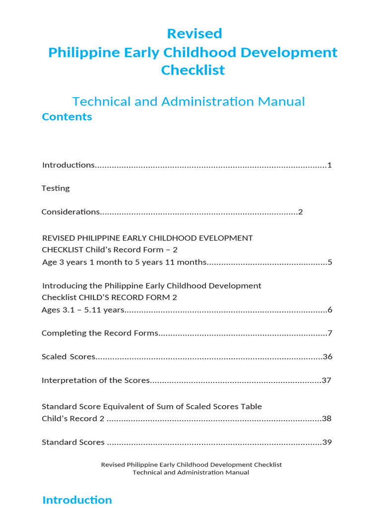 Revised Philippine ECCD Checklist Manual | PDF | Child Development ...