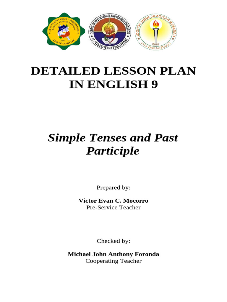 English 9 Lesson Plan: Simple Tenses | PDF | Grammatical Tense | Verb