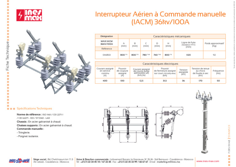 Interrupteur Aérien IACM 36kV/100A | PDF | Énergie électrique ...