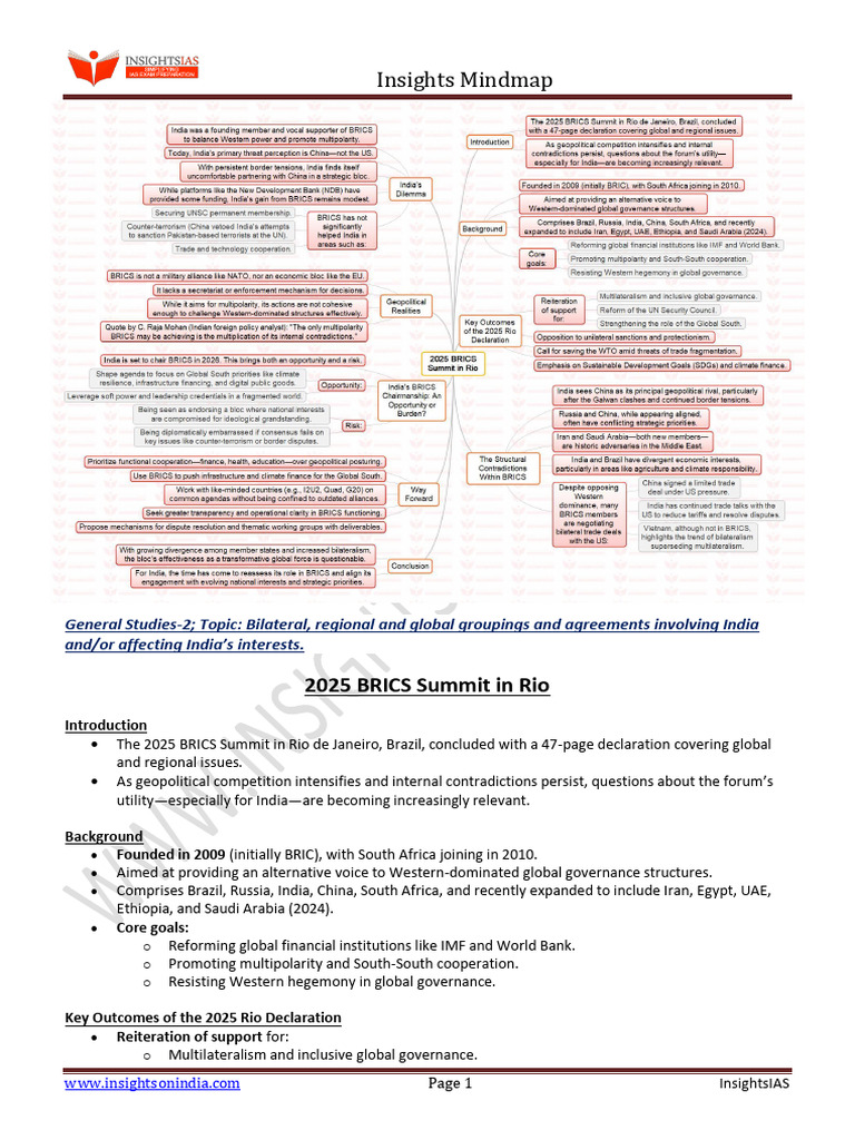 2025 BRICS Summit Insights and Implications | PDF | Diplomacy ...