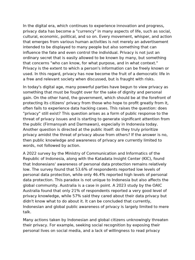 The Privacy Paradox in Digital Society | PDF | Privacy | Community