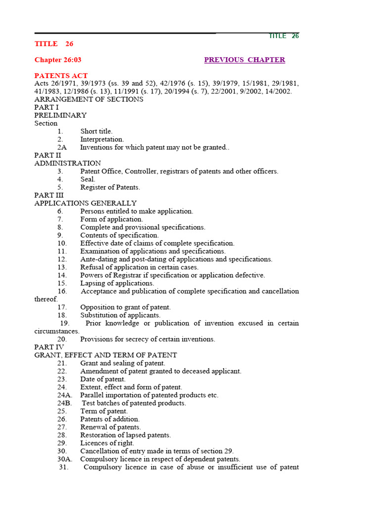 Patents Act Overview and Provisions | PDF | Patent | Glossary Of Patent ...