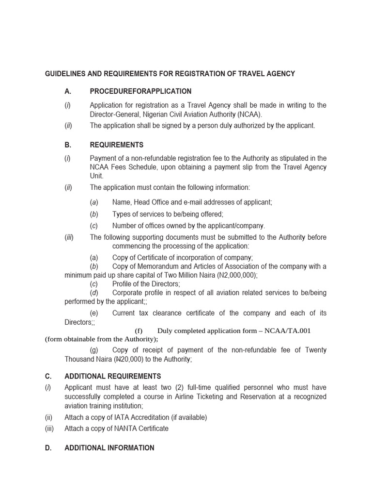 Travel Agency Registration Guidelines | PDF