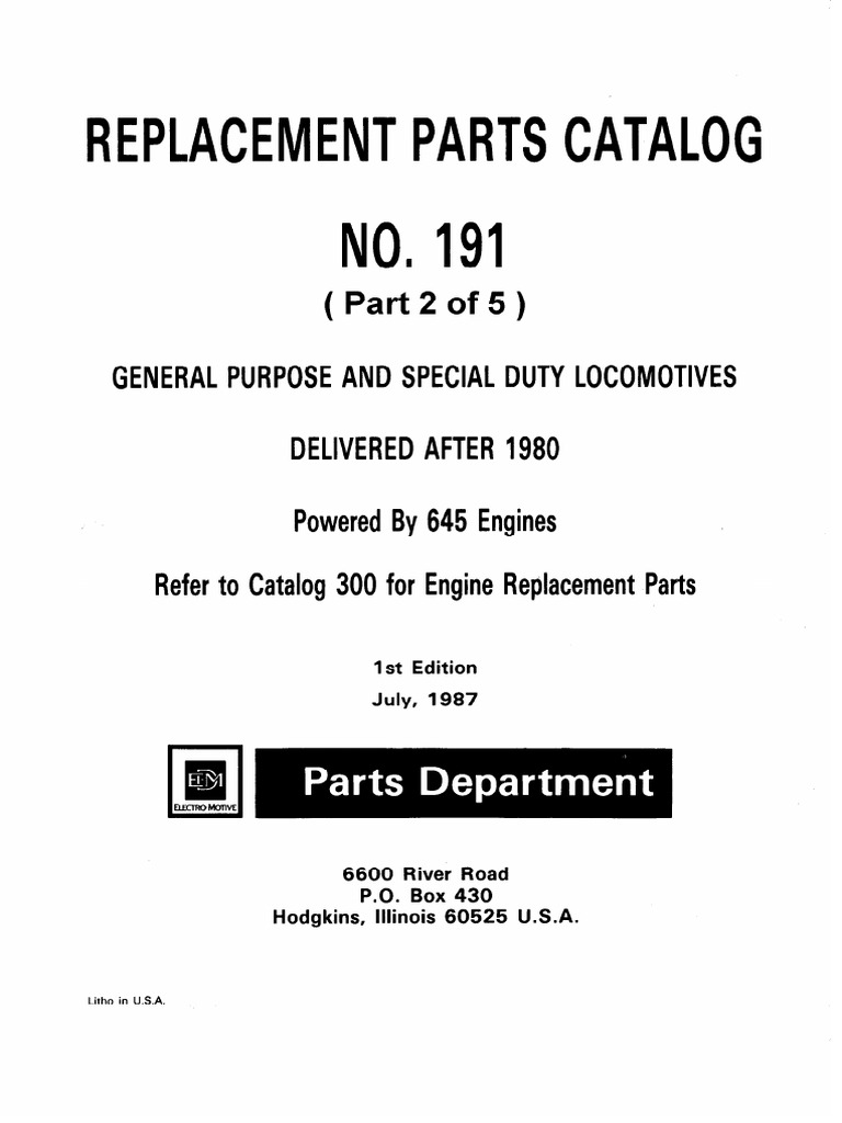 Replacement Parts Catalogue 191 Emd | PDF