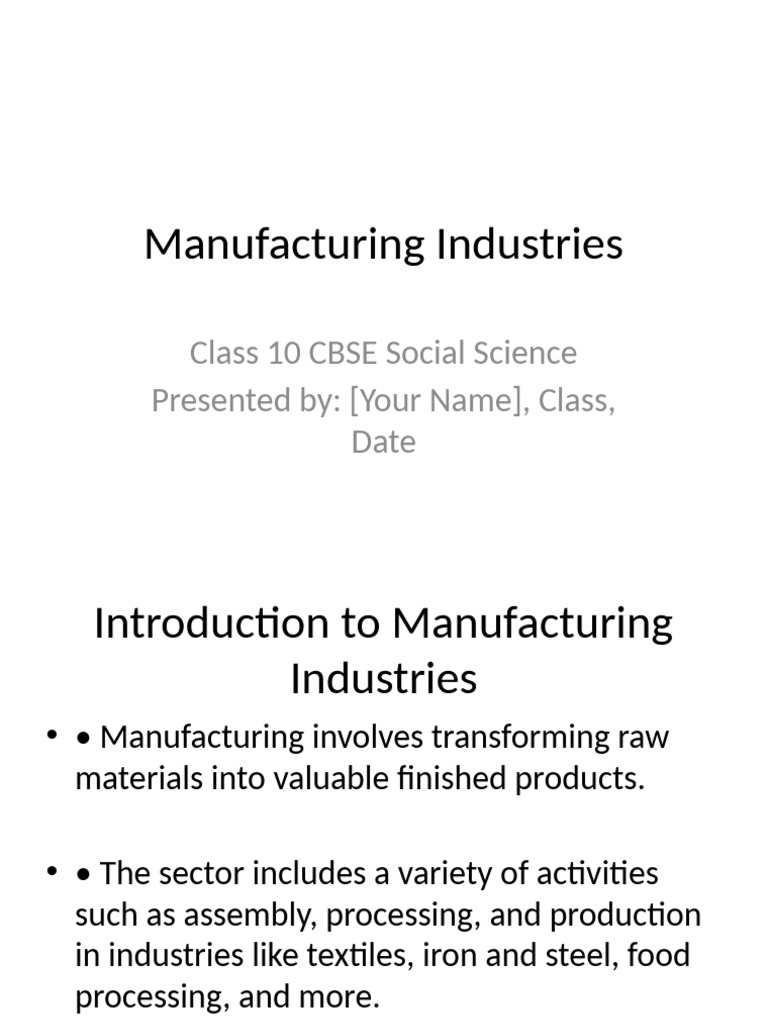 Overview of Manufacturing Industries | PDF | Economies | Natural ...