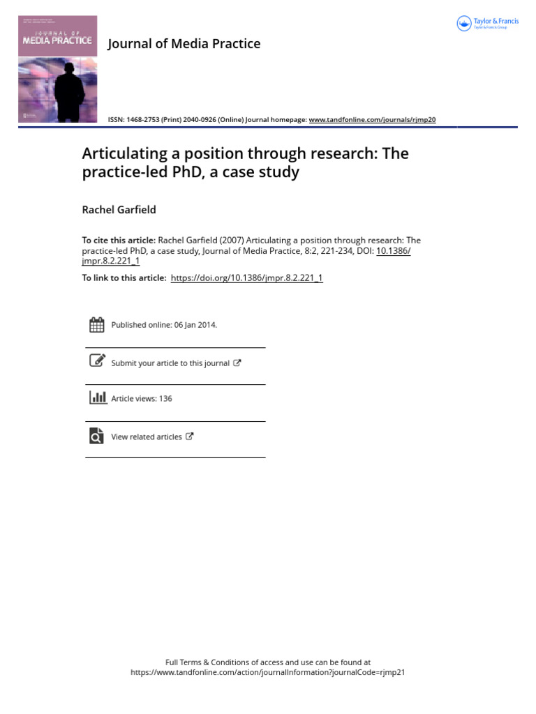 Articulating A Position Through Research The Practice-Led PHD A Case ...
