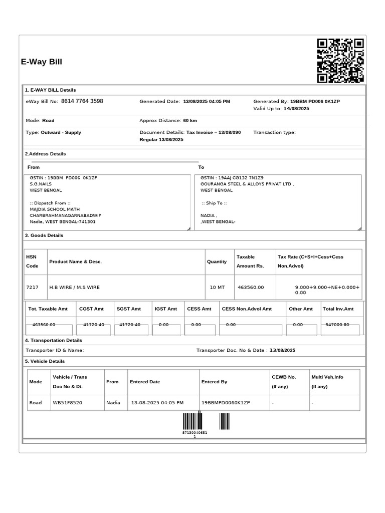 E-way Bill System New Format | PDF | Taxes | Government Finances