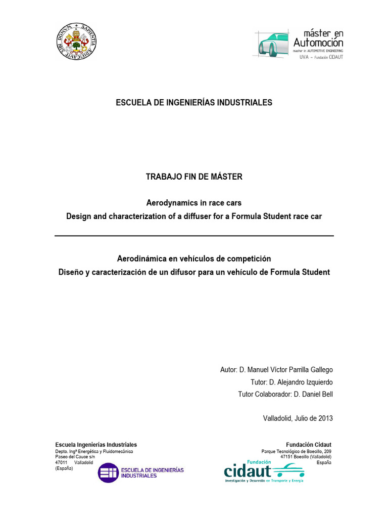 Aerodynamics in Race Cars Design and Characterization of A Diffuser For ...