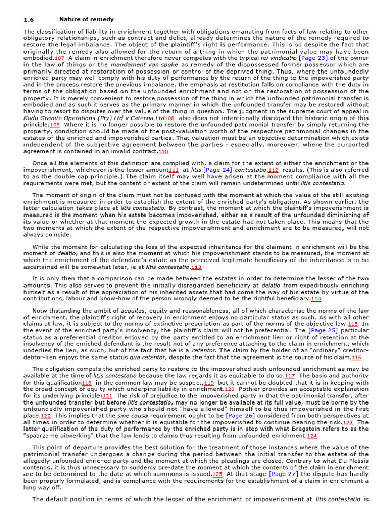 Enrichment Liability and Remedies Explained | PDF | Legal Remedy ...
