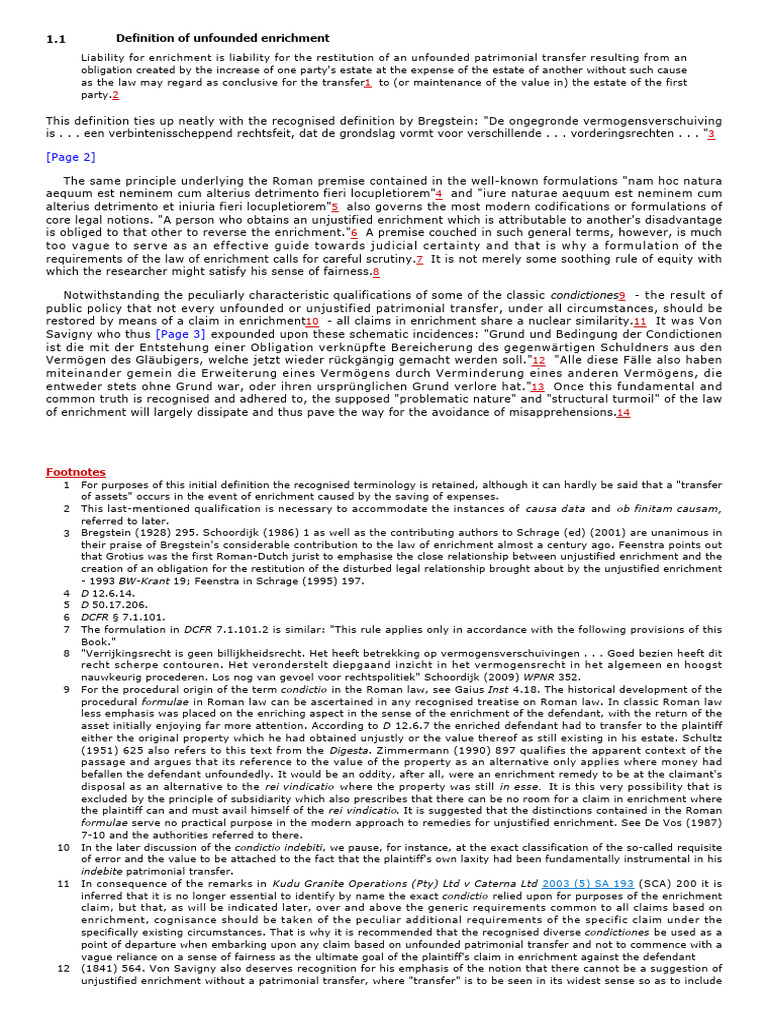 Unfounded Enrichment: Legal Definition | PDF | Justice | Crime & Violence