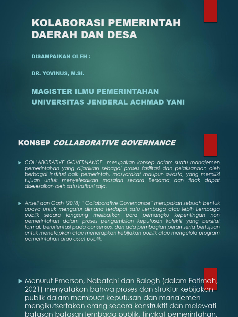 Kolaborasi Pemerintah dan Desa untuk Pembangunan | PDF