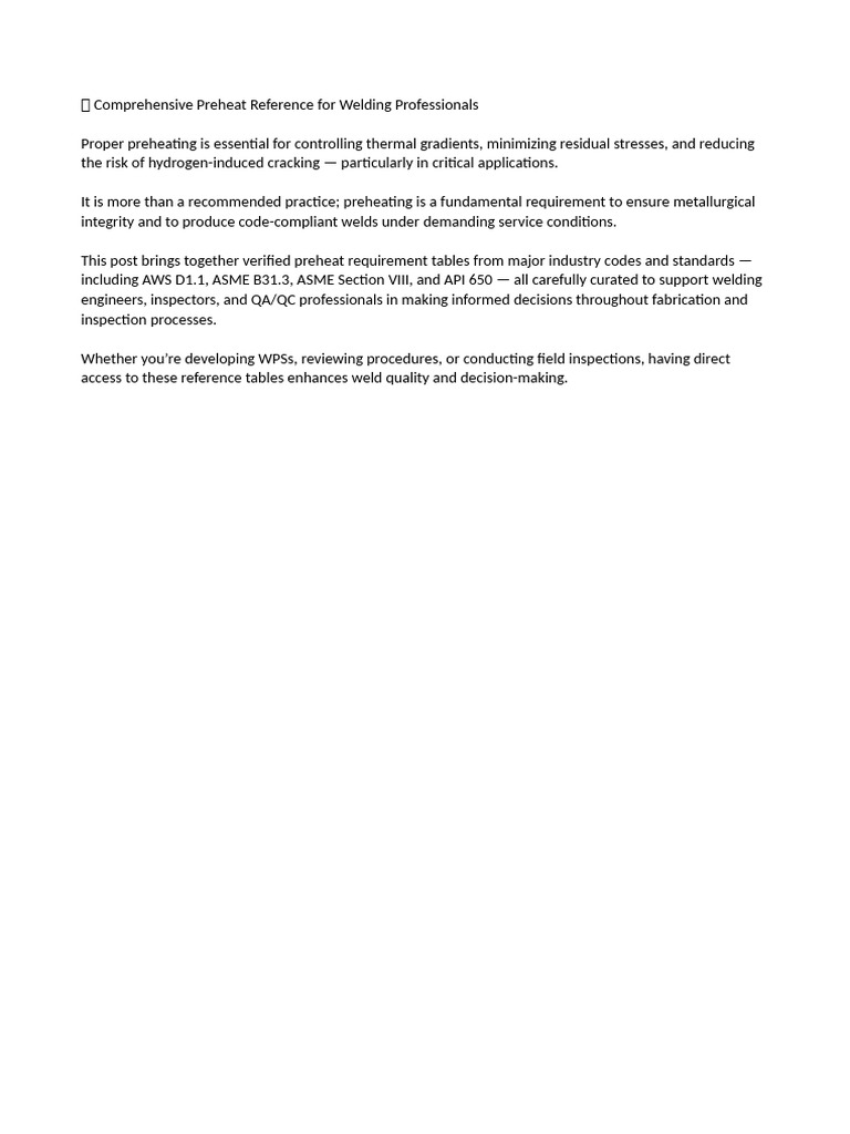 Preheating Guidelines for Welding Experts | PDF