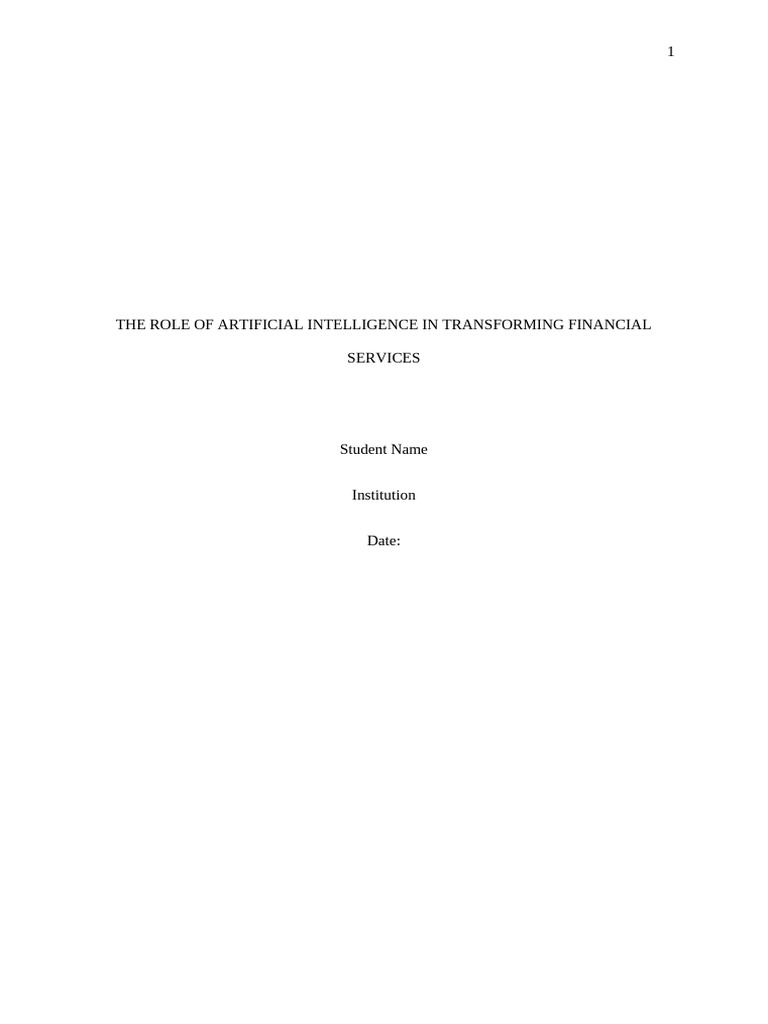 The Role of Artificial Intelligence in Transforming Financial Services ...