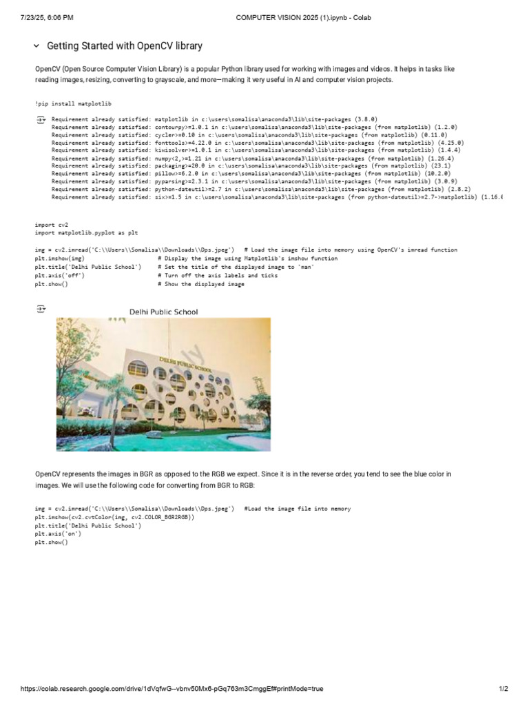 OpenCV Python Basics and Image Handling | PDF | Graphic Design | Imaging