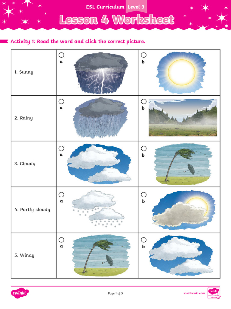 Weather Vocabulary for ESL Learners | PDF | English As A Second Or ...