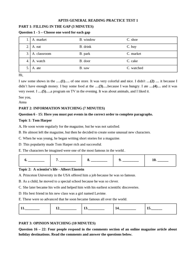 APTIS General Reading Practice Test | PDF | Charles Dickens | Hamlet