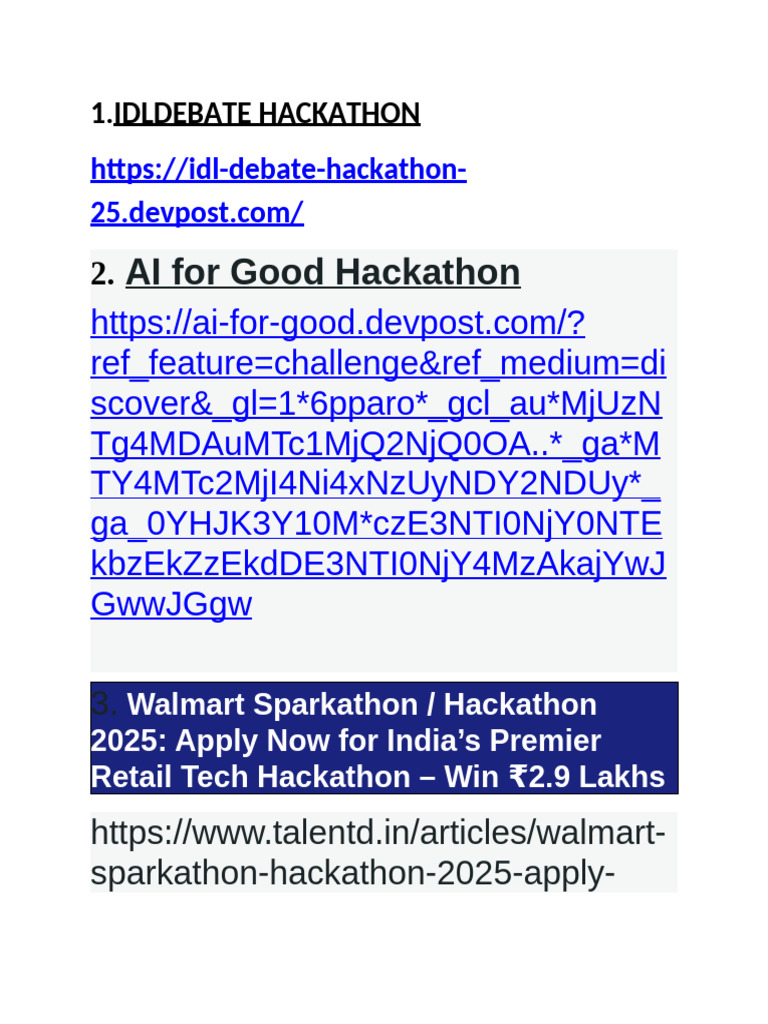 Upcoming Hackathons in India 2025 | PDF