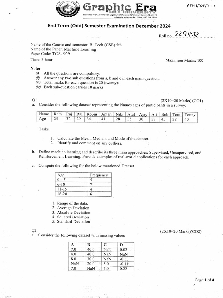tcs509 Endsem 2024 Dec 27 | PDF