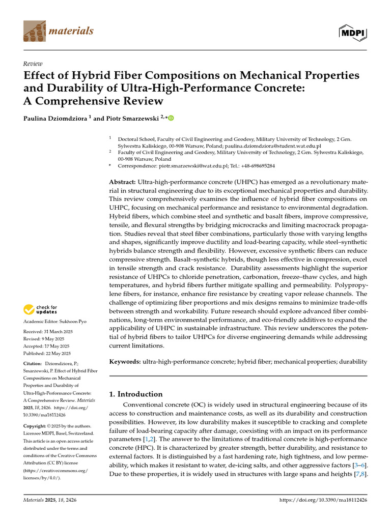 Hybrid Fibers in Ultra-High-Performance Concrete | PDF | Fracture ...