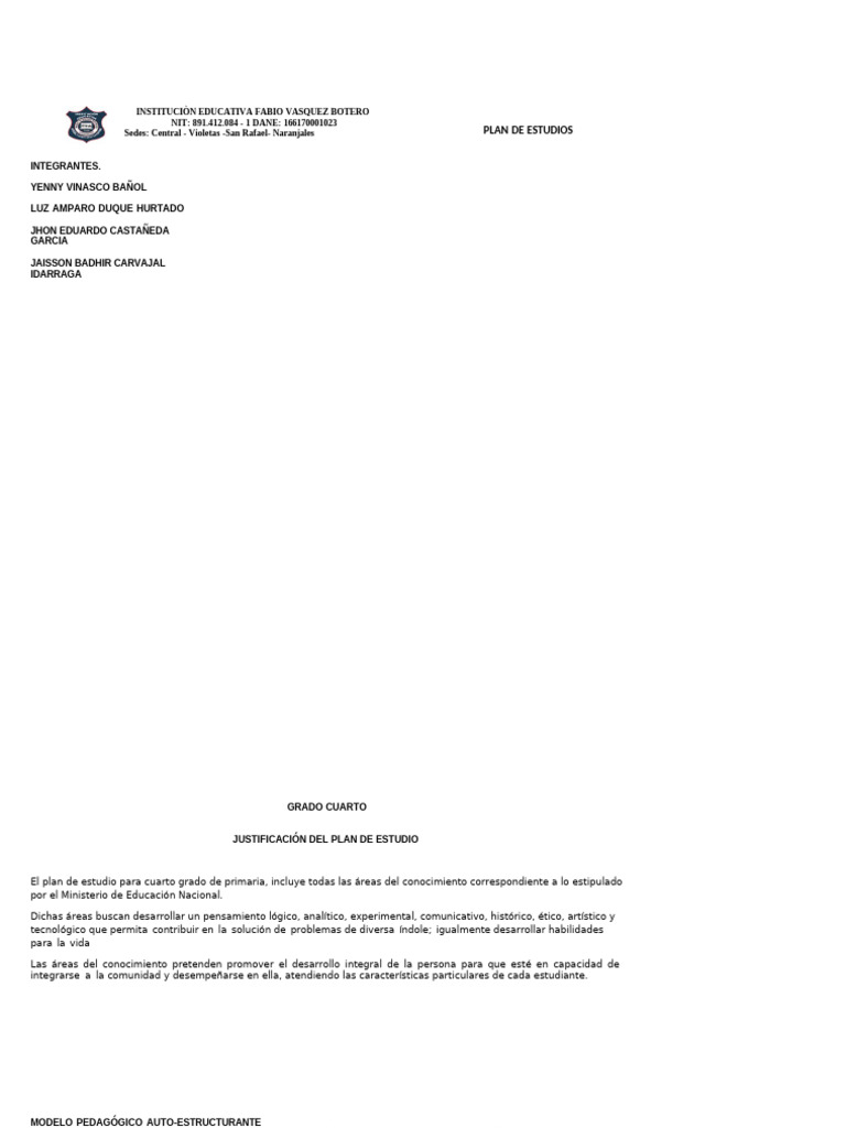 Plan de Estudios Cuarto Grado Primaria | PDF | Evaluación | Aprendizaje