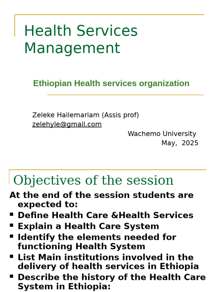 Ethiopian Health Services Overview | PDF | Ethiopia | Health Care