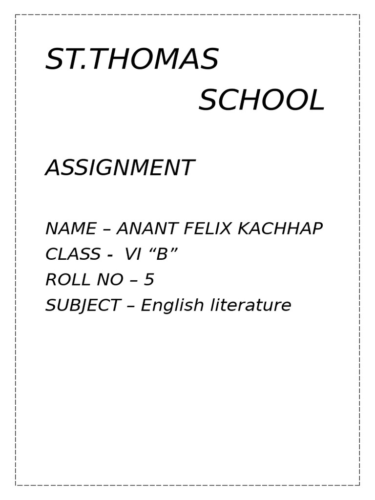 ST - Thomas School: Assignment | PDF