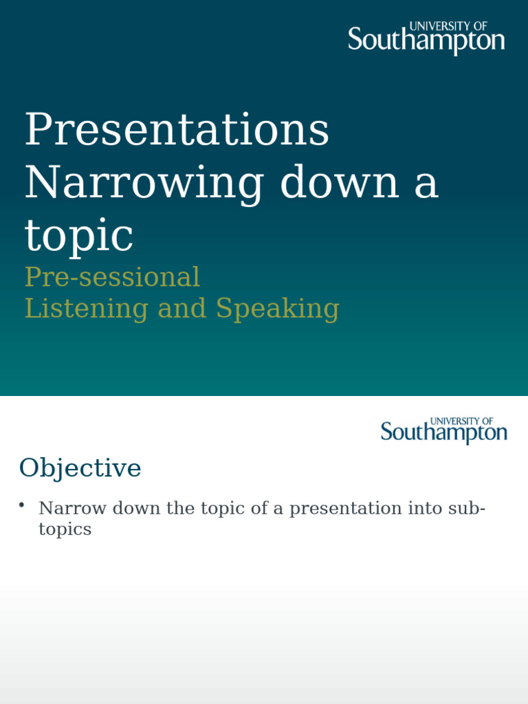 Narrowing Presentation Topics Effectively | PDF