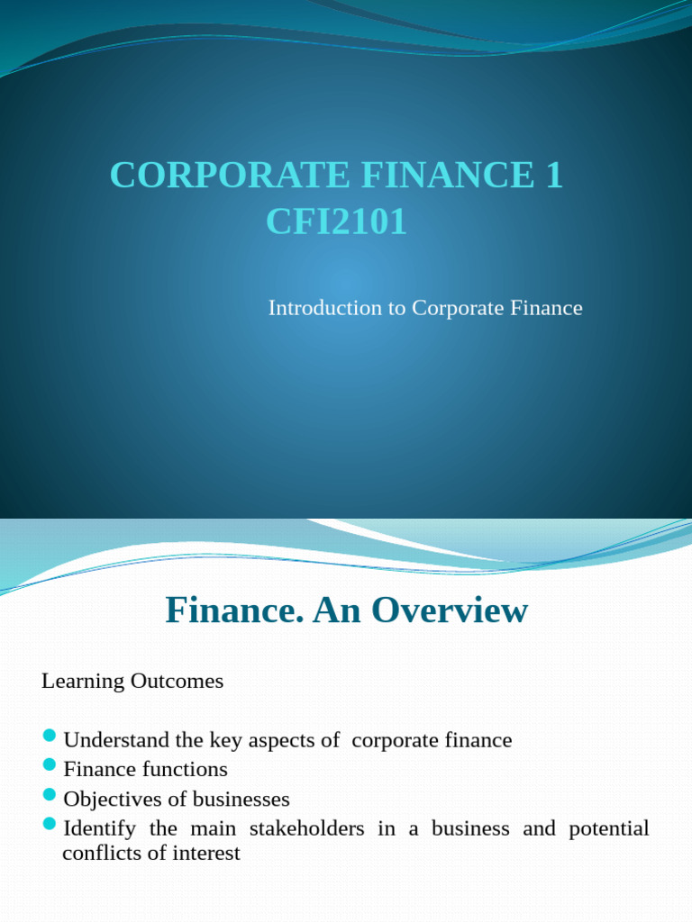Introduction to Corporate Finance Concepts | PDF | Investing | Equity ...