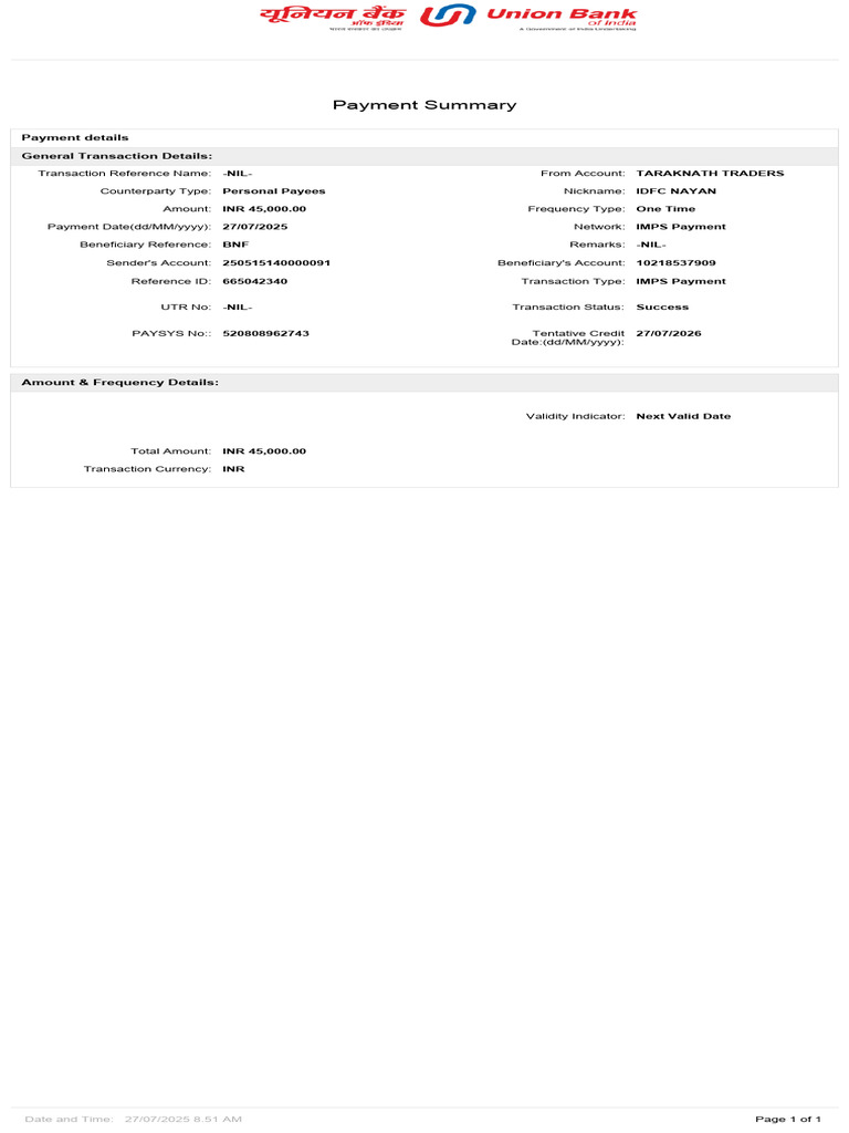 Payment Summary | PDF