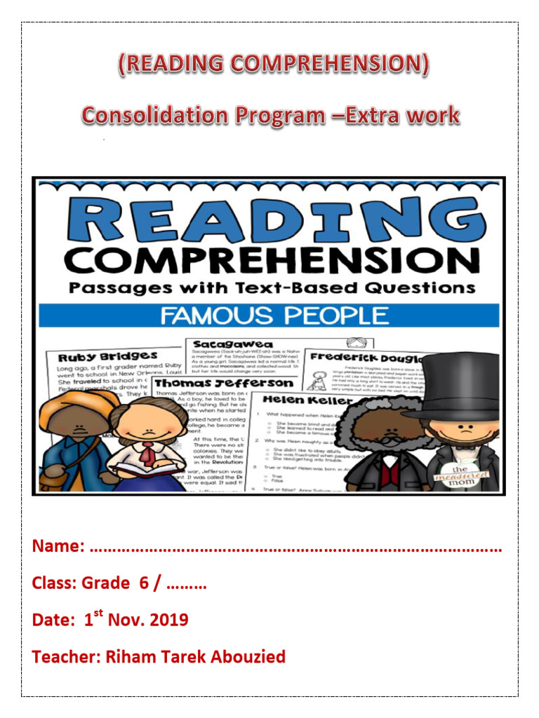 Miss - Riham Tarek Abouzied - Grade 6A&6B.reading Comprehension ...