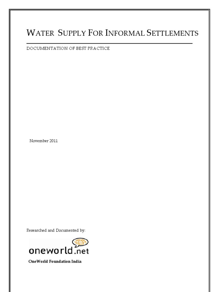 Water Supply For Informal Settlements A Case of JUSCO PDF Water