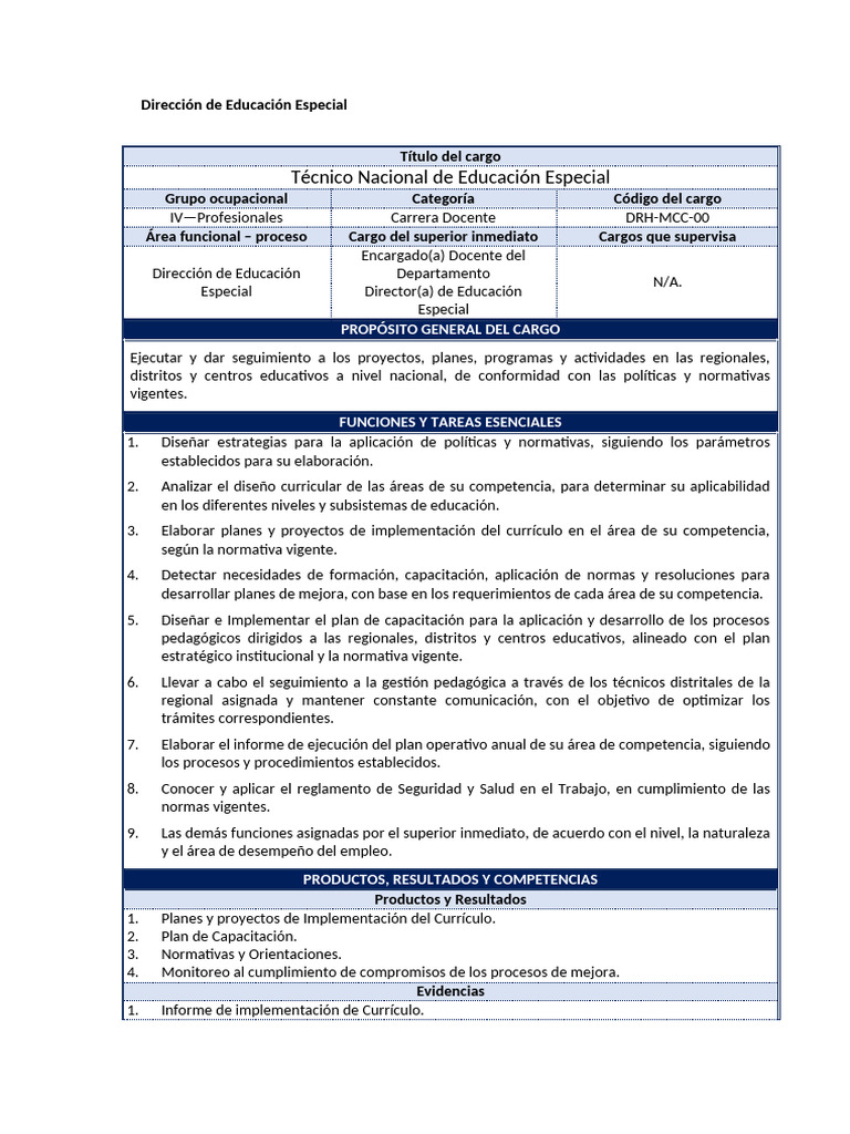 Funciones Tecnico Docente de Edu Especial | PDF | Maestros | Plan de ...