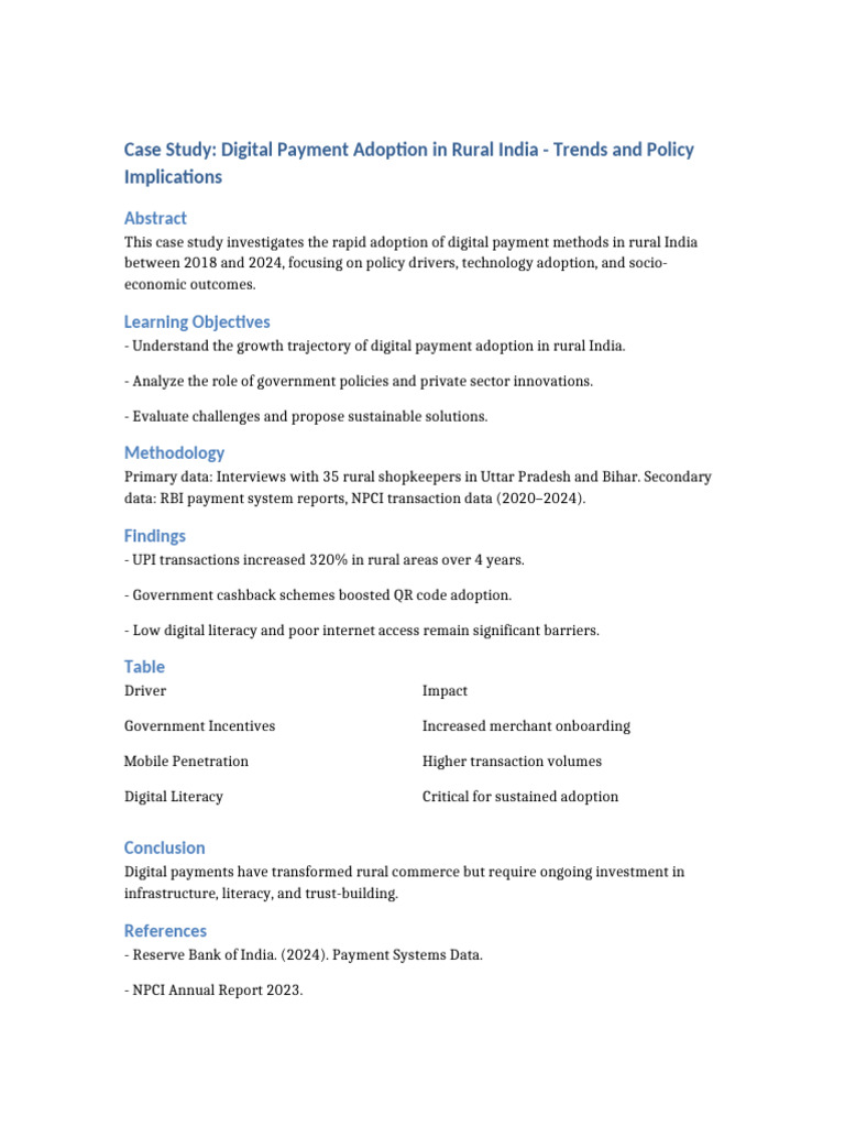 Digital Payment Trends in Rural India | PDF