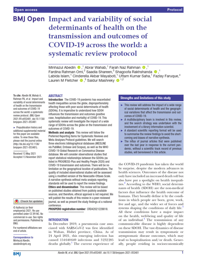 Impact and Variability of Social Determinants of Health On The ...