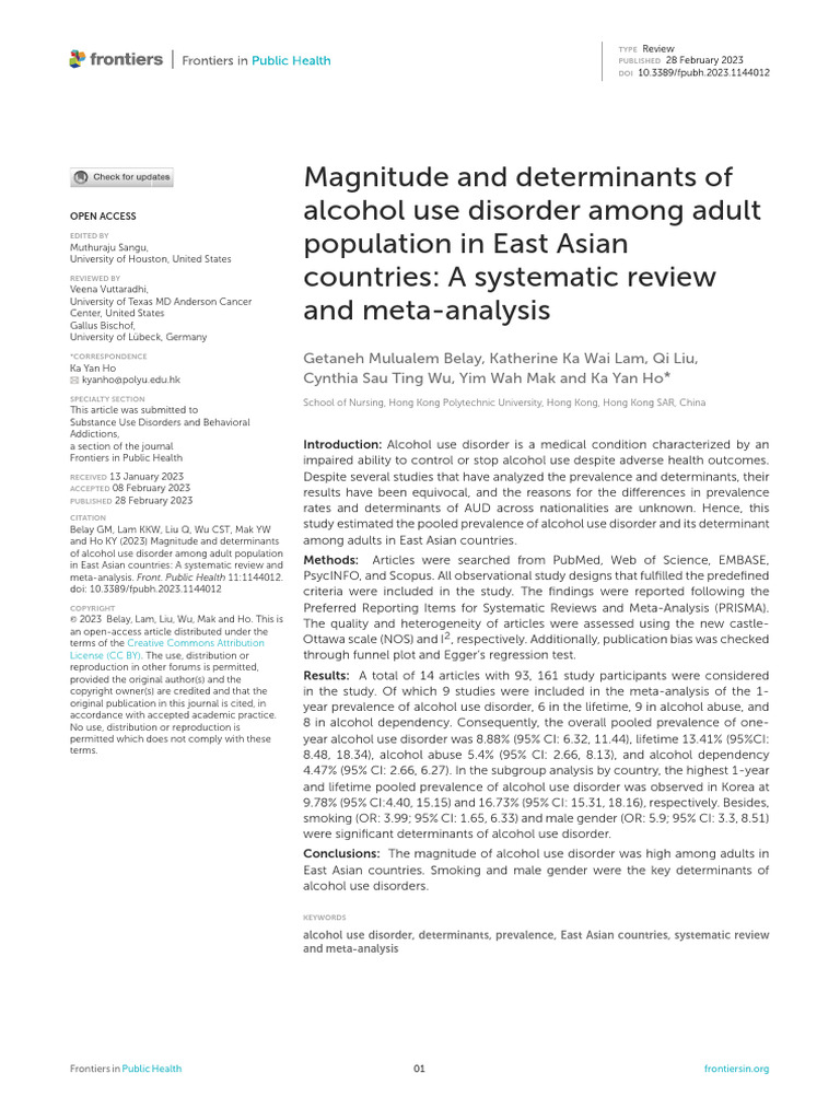 Magnitude and Determinants of Alcohol Use Disorder Among 2v43r7ej | PDF ...
