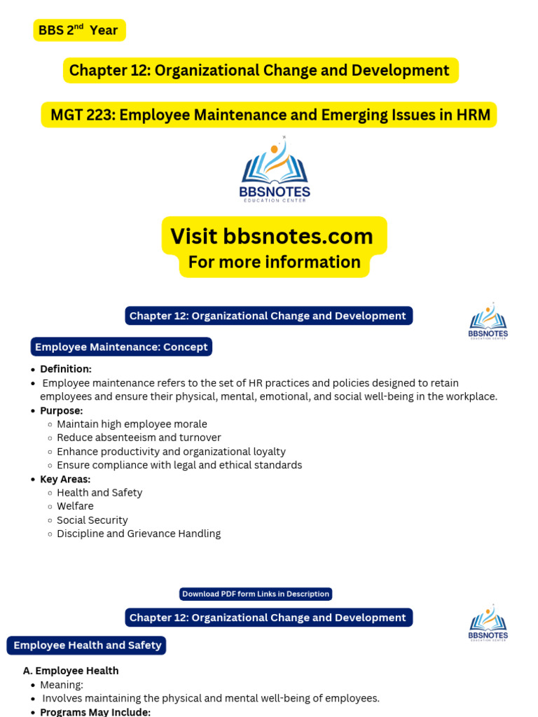 BBS 2nd Year OB and HRM Chapter 12 Notes With PDF | PDF | Human ...