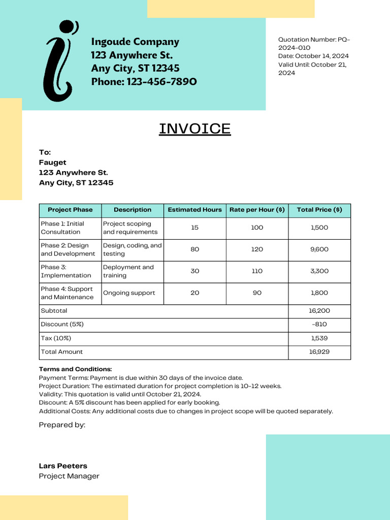 Project Quotation and Invoice Breakdown | PDF