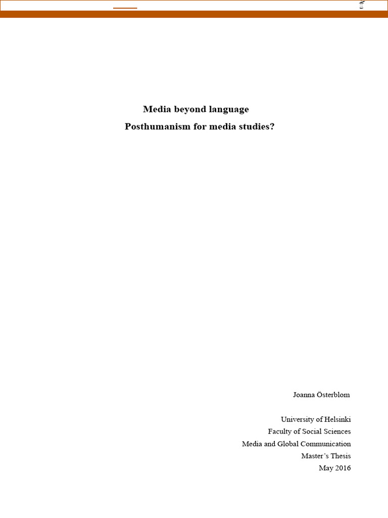 Posthumanism For Media Studies? | PDF | Transhumanism | Posthuman