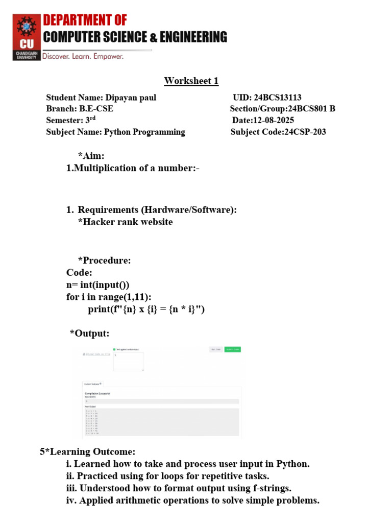 Python Programming Basics Worksheet | PDF