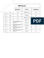 IGBT Parts List: SL No: Component Manufacturer Part No: Voltage Rating