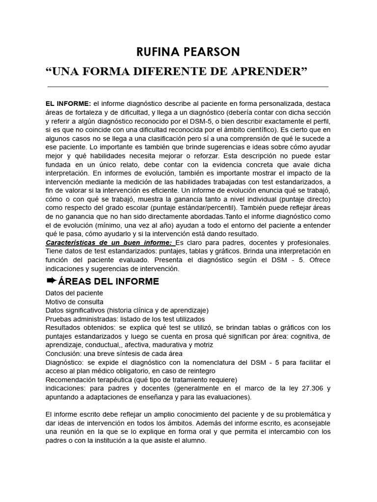 Resumen Rufina Pearson Una Forma Diferente De Aprender Pdf