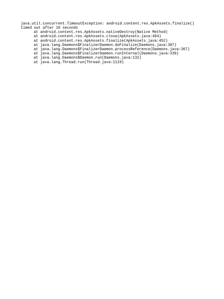 Android ApkAssets Timeout Exception | PDF