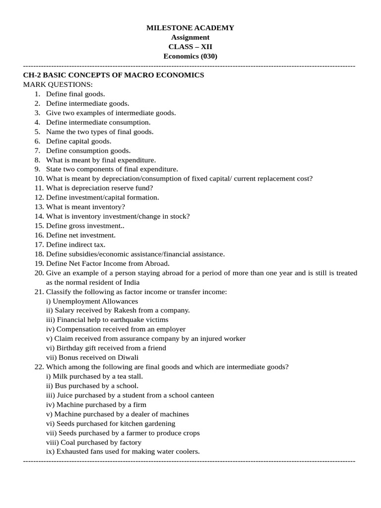 Economics Assigment Chapter - 2 | PDF | Consumption (Economics ...