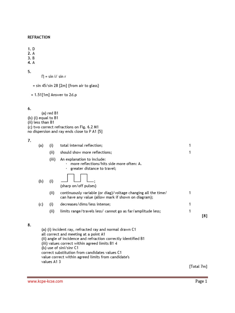 Form 3 22. Refraction of Light A | PDF