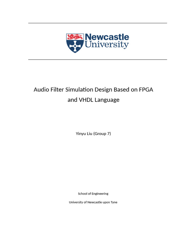Audio Filter Simulation Design Based On FPGA and VHDL Language | PDF