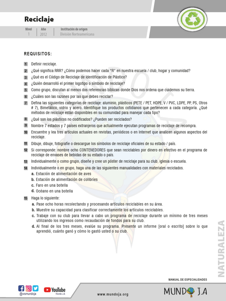Guía Práctica de Reciclaje y Proyectos | PDF | Reciclaje | El plastico