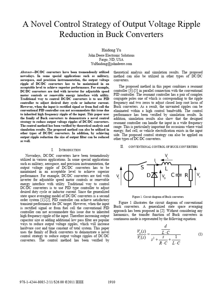 Voltage Ripple Control in Buck Converters | PDF | Direct Current ...