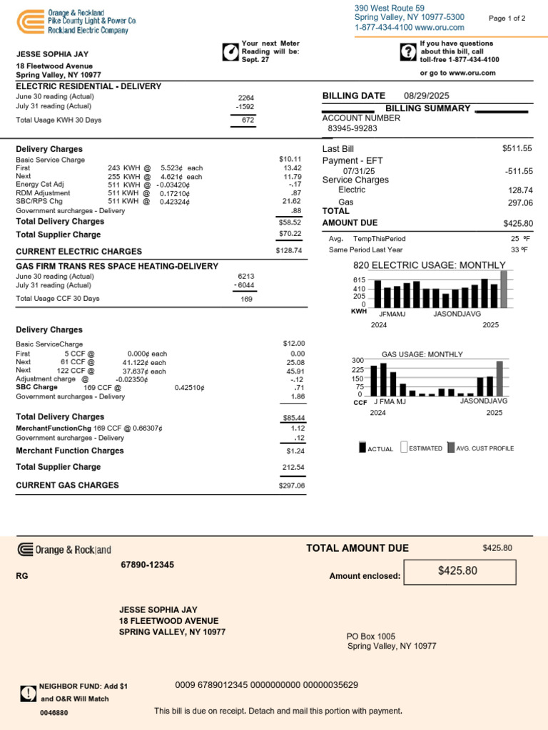 Utility Bill Template 17 PDF | PDF | Power (Physics) | Electric Power
