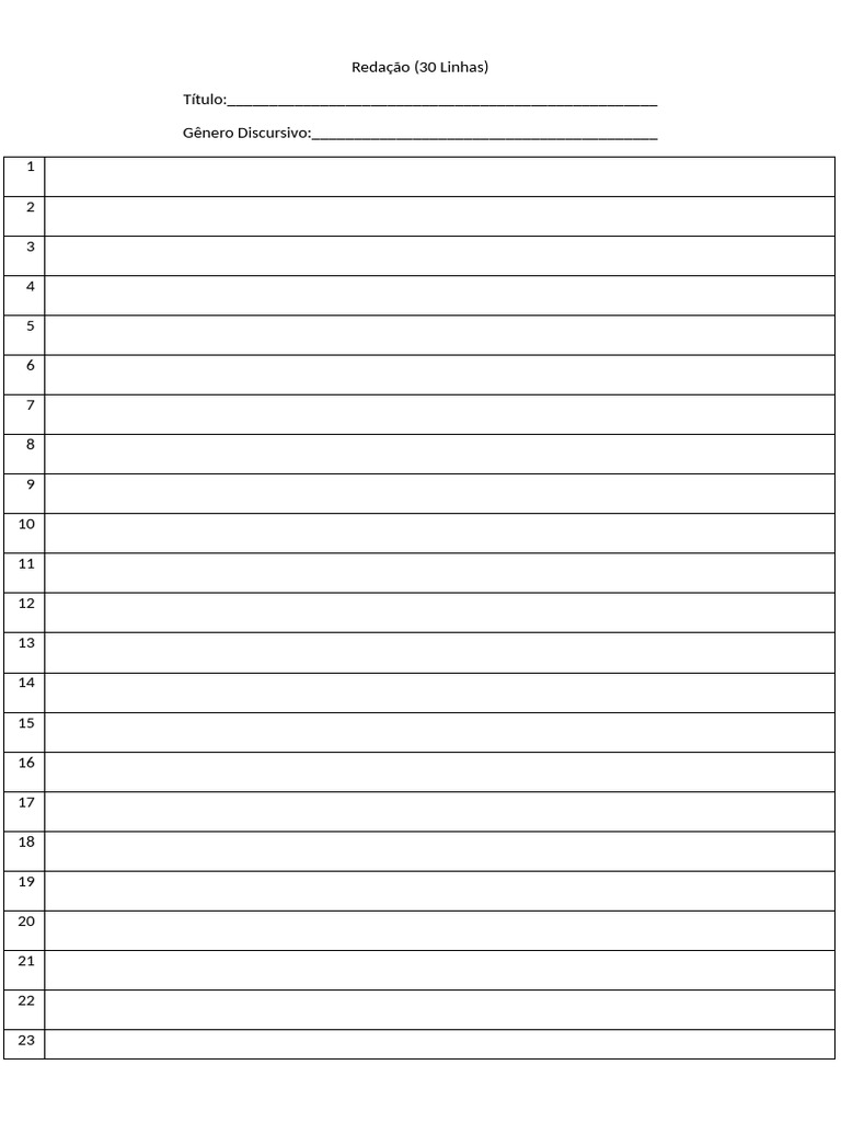 Redação Pronta de 30 Linhas | PDF