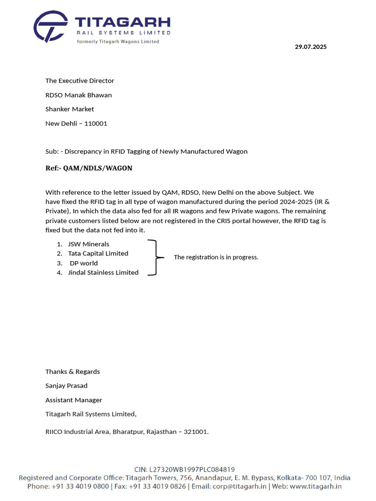RFID Tagging Issues in New Wagons | PDF
